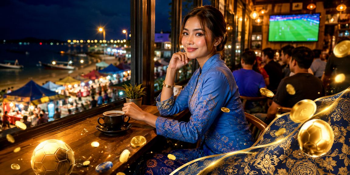 Pengguna Malaysia dalam baju kurung membuat deposit dalam talian
